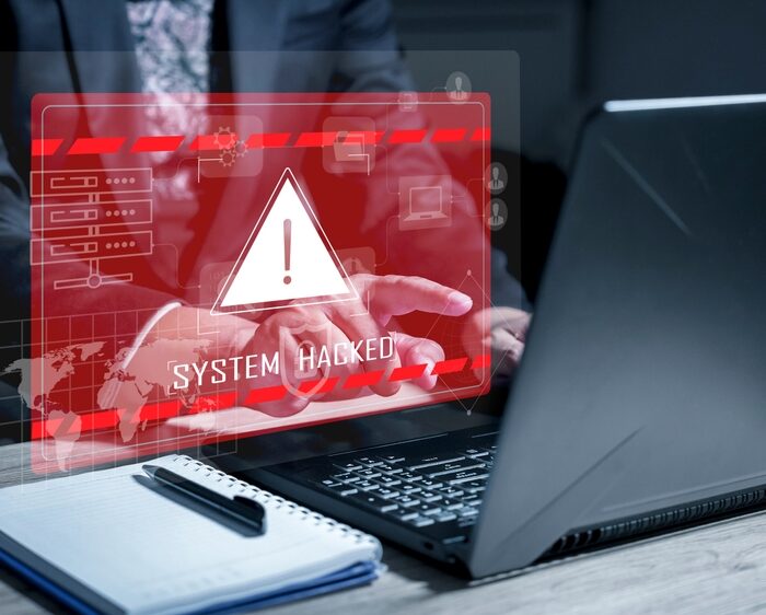 System Hacked Alert After Cyber Attack On Computer Network