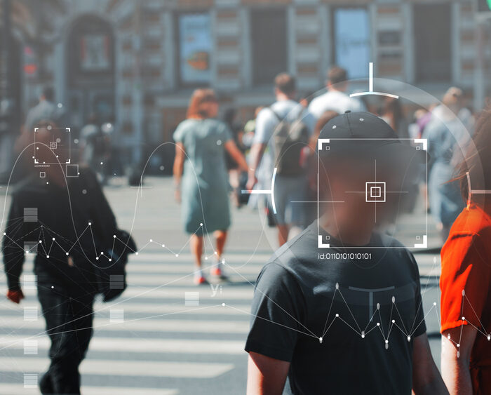 graphic showing facial recognition