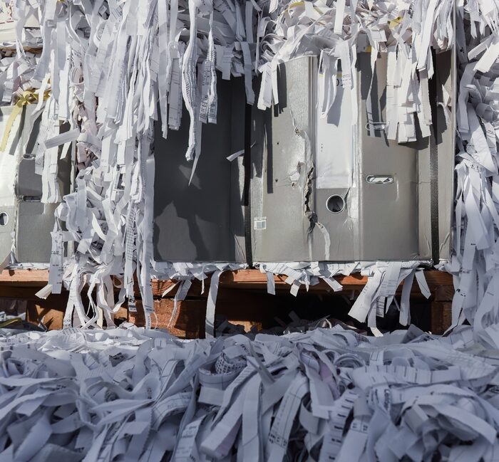 shredded paper and destroyed binders
