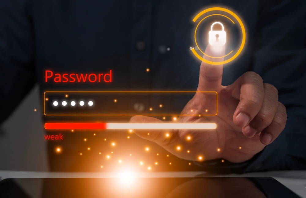 person entering a weak password