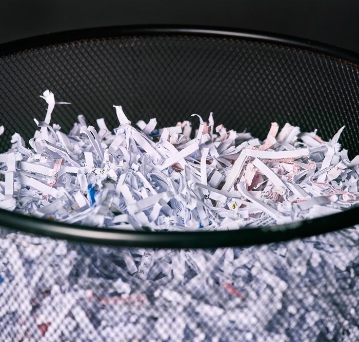 bin of shredded paper