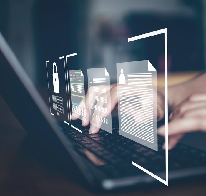 illustration of data theft over a laptop
