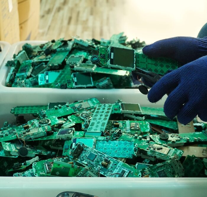 person sorting electronic waste
