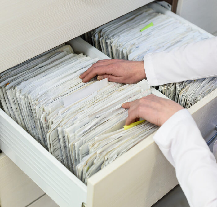 file drawer of medical records