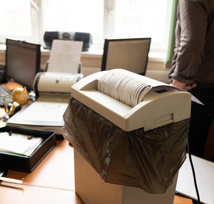paper going through a shredder
