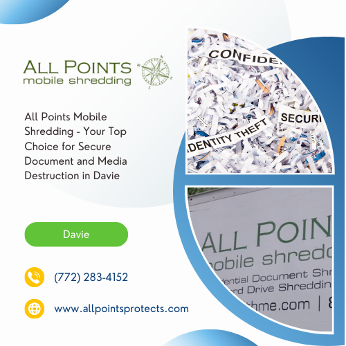 All Points Mobile Shredding provides shredding services in Davie, Florida. Phone number 7722834152