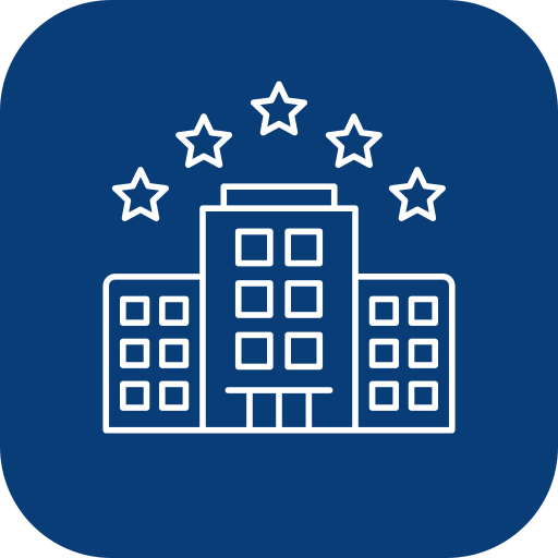 building with five stars above