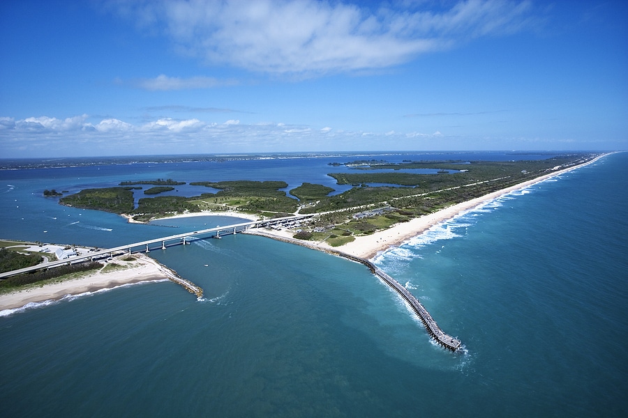 Indian River Lagoon Scenic Highway on Melbourne Beach Florida.